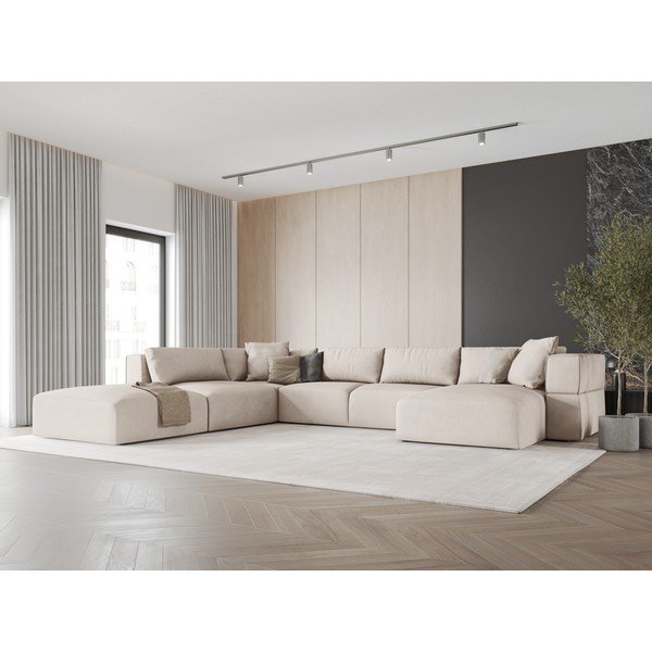 Bézs sarokkanapé (bal oldali-"U" alakú) Esther – Milo Casa-image-1