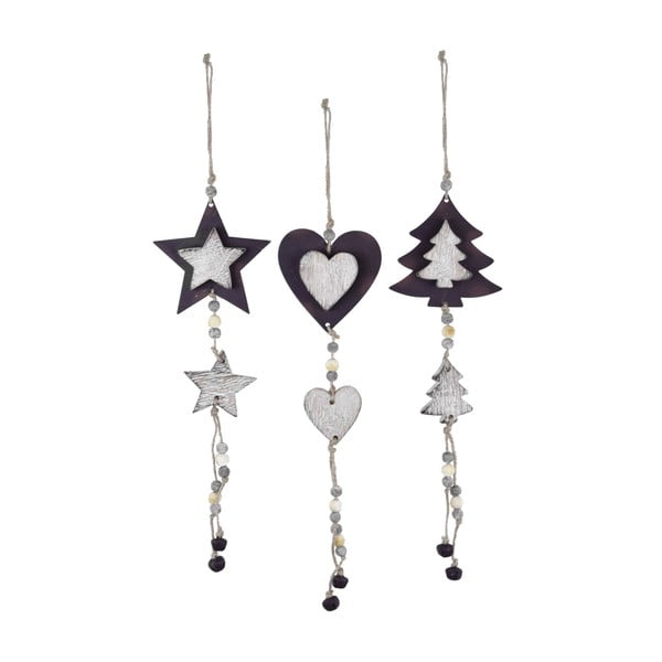 3 részes, felfüggeszthető karácsonyi dekoráció gyöngyökkel - Ego Dekor