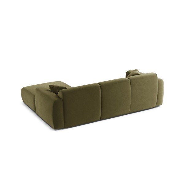 Khaki bársony sarokkanapé (jobb oldali-heverő résszel) Molino – Micadoni -image-3