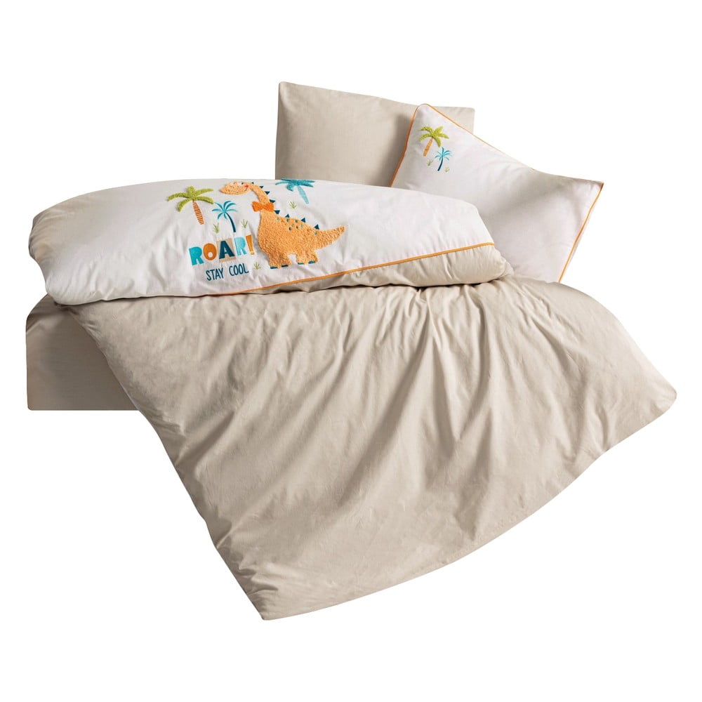 Bézs négyrészes pamut gyerek ágyneműhuzat babaágyhoz lepedővel 100x150 cm Kiddo – Mijolnir