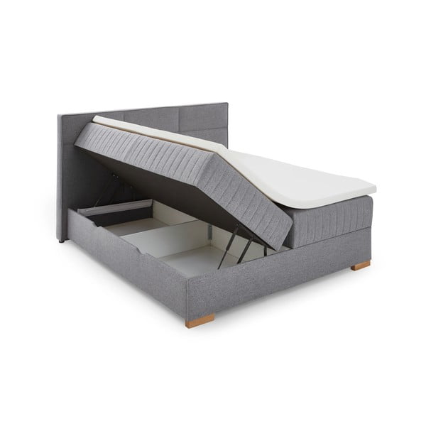 Szürke ágyneműtartós boxspring ágy 160x200 cm Tambo – Meise Möbel-image-2