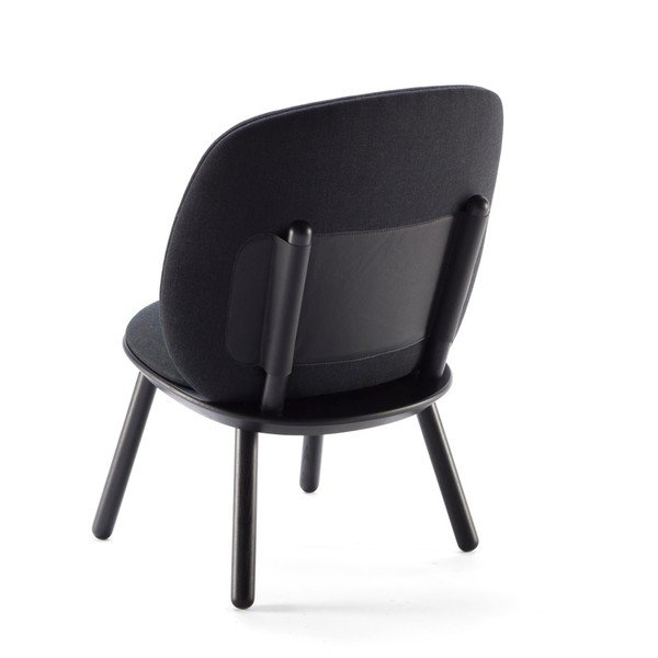 Naïve fekete fotel kőrisfa konstrukcióval és bőr részletekkel - EMKO-image-3