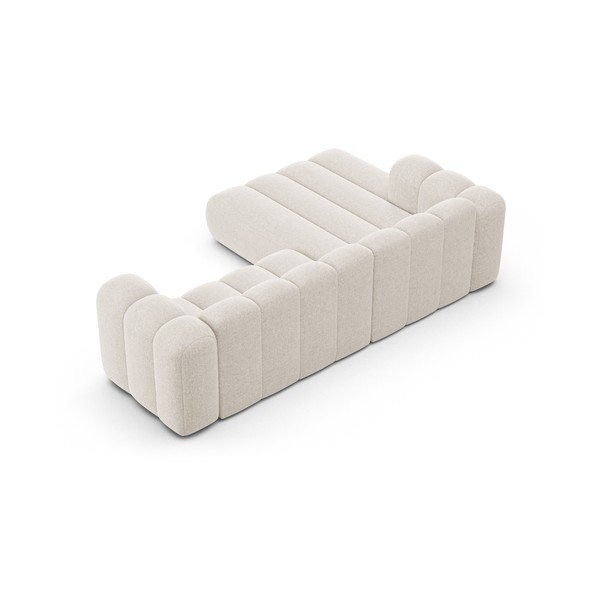 Krémszínű zsenília sarokkanapé (bal oldali-heverő résszel) Lupine – Micadoni -image-3