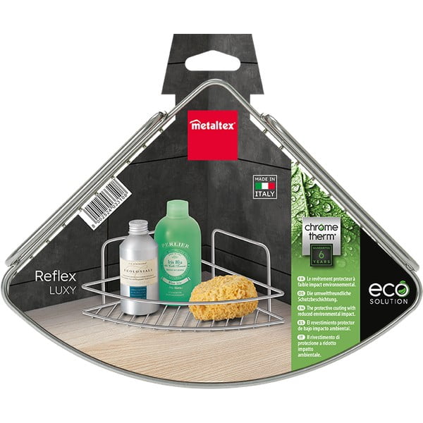 Fényes ezüstszínű acél fürdőszobai polc Luxy – Metaltex-image-2