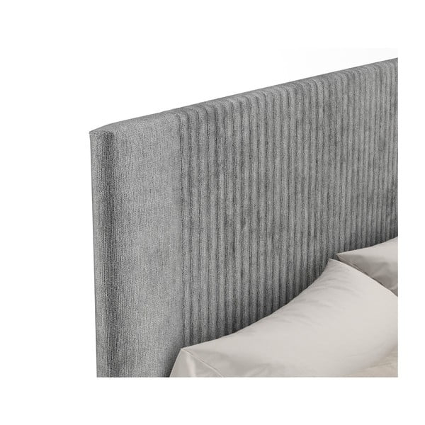 Szürke kárpitozott ágyneműtartós franciaágy ágyráccsal 140x200 cm Etero – Maison de Rêve-image-3