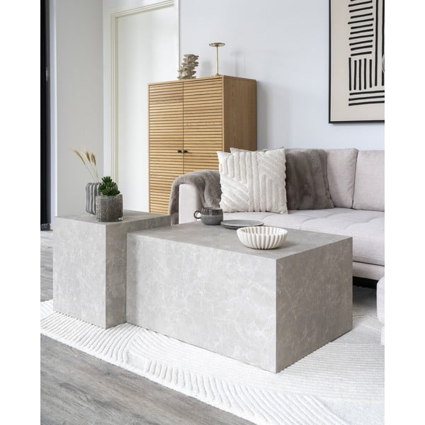 Bézs dohányzóasztal márvány dekorral 60x80 cm Prague – House Nordic-image-1