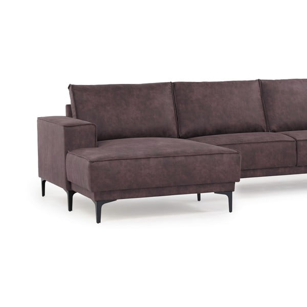 Sötétbarna bőrutánzat sarokkanapé (bal oldali) Copenhagen – Scandic-image-4