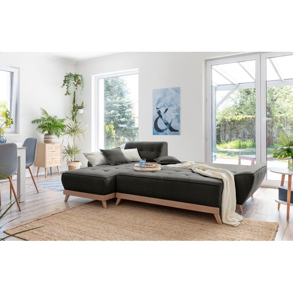 Dazzling Daisy sötétszürke variálható és kinyitható sarokkanapé - Miuform-image-4