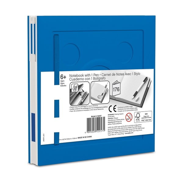 Kék négyszögletes jegyzetfüzet zselés tollal, 15,9 x 15,9 cm - LEGO®-image-2