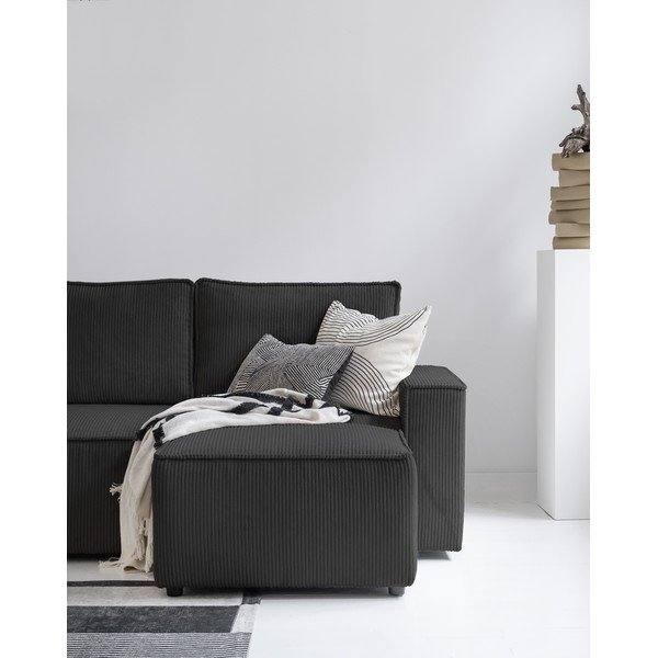 Antracitszürke kordbársony kinyitható sarokkanapé (variálható) Brave Dave – Miuform-image-4