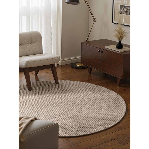 Bézs kézi szövésű gyapjú kerek szőnyeg ø 160 cm Lyon Beans – Elle Decoration-image-1