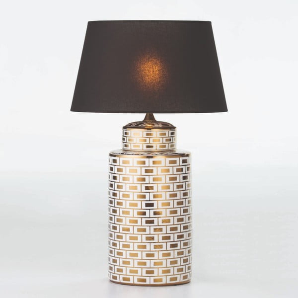 Fehér-aranyszínű kerámia asztali lámpa búra nélkül, magasság 51 cm - Thai Natura