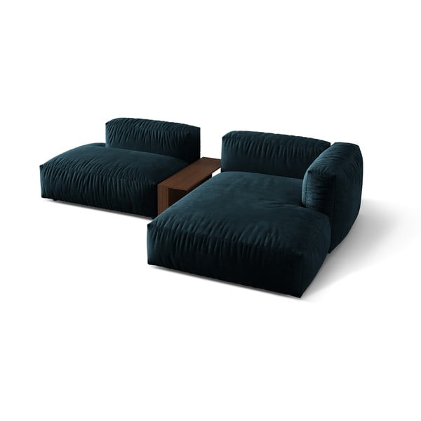 Sötétkék bársony moduláris sarokkanapé (jobb oldali-heverő résszel) Martina – Micadoni -image-2