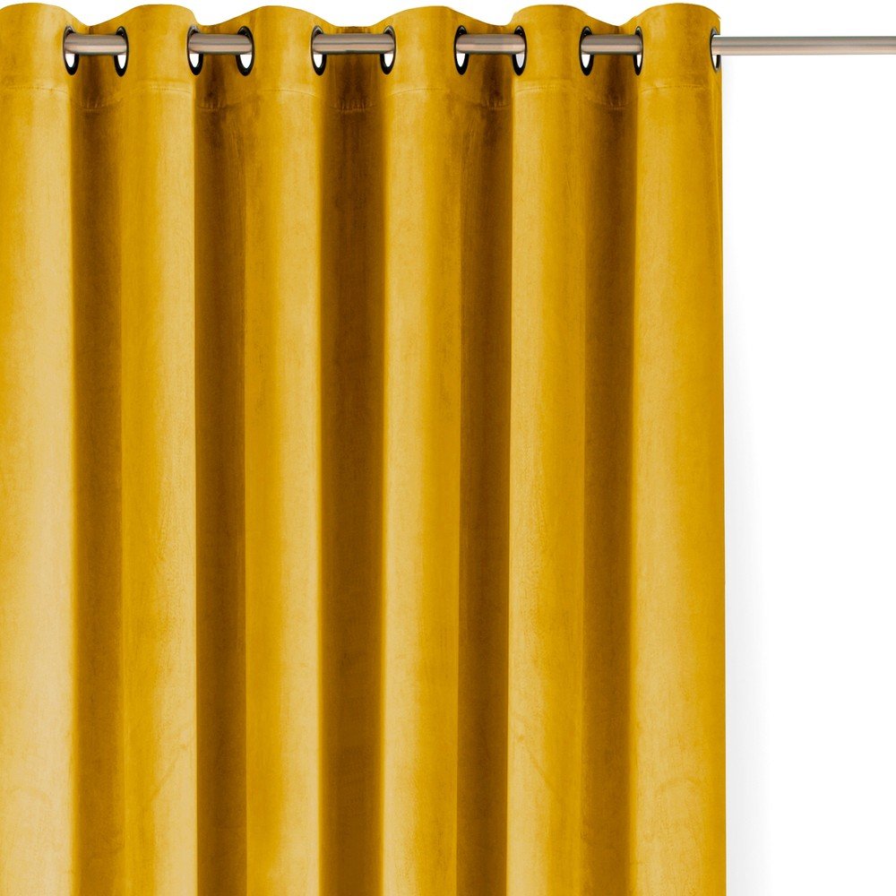Mustársárga bársony dimout (részleges sötétítő) függöny 265x175 cm Velto Filumi