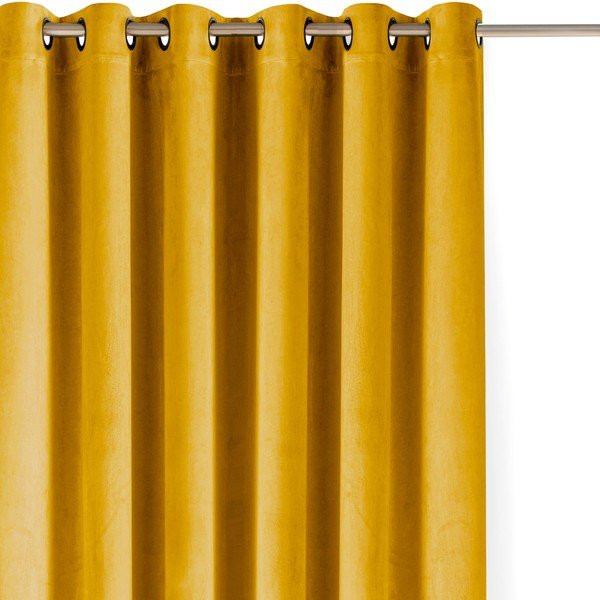 Mustársárga bársony dimout (részleges sötétítő) függöny 140x300 cm Velto – Filumi