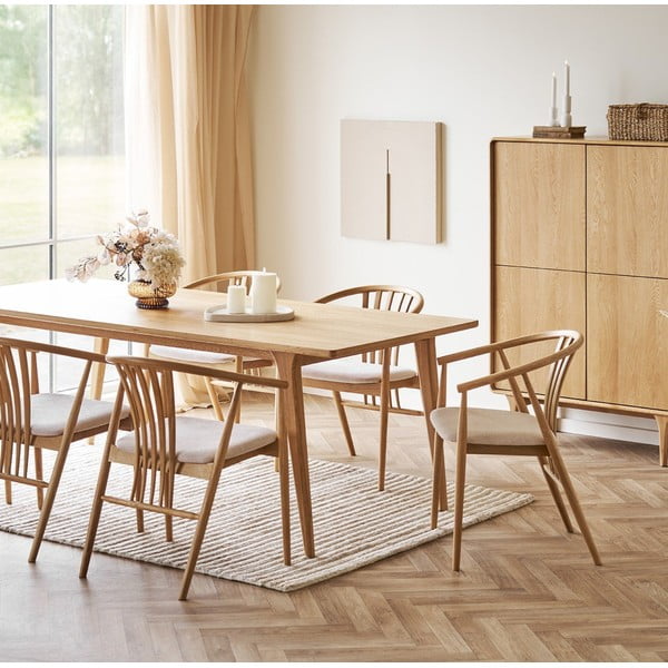 Natúr színű tölgyfa karfás étkezőszék Agustin – House Nordic-image-2