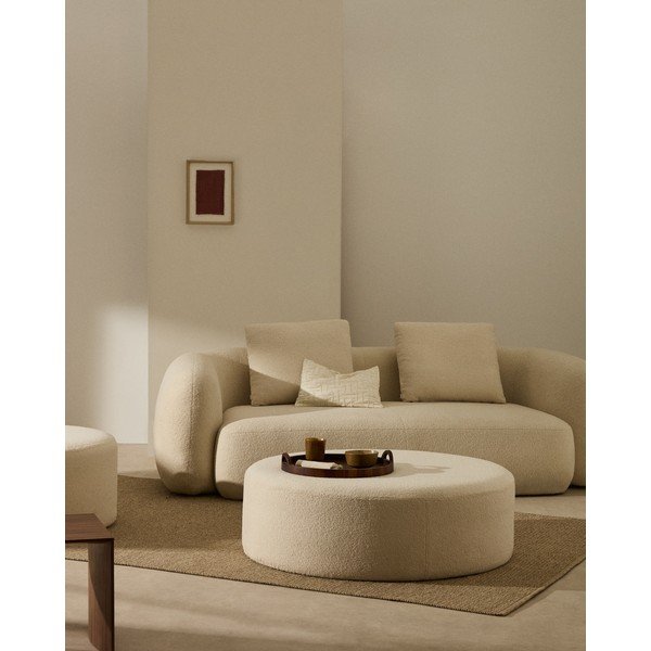 Krémszínű buklé puff Kaeli – Kave Home-image-1