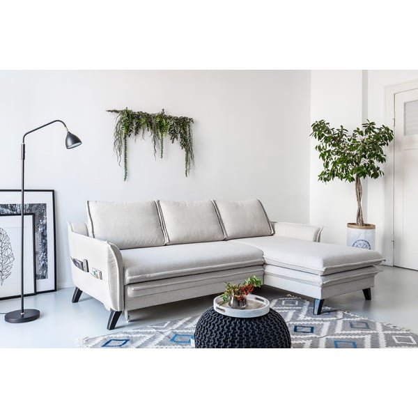 Charming Charlie világosbézs kinyitható sarokkanapé, jobb oldali - Miuform-image-3