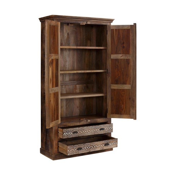 Barna mangófa ruhásszekrény 190x45 cm Maneesh – Støraa-image-2