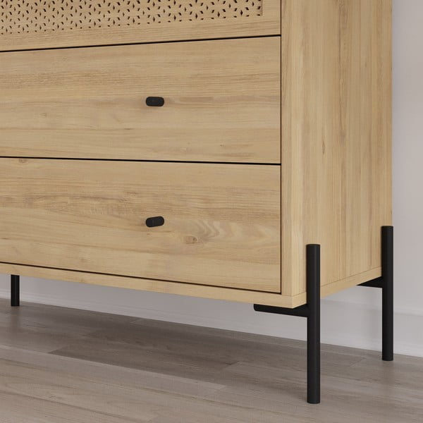 Natúr színű alacsony komód tölgyfa dekorral 90x80 cm Mayra – Marckeric-image-4