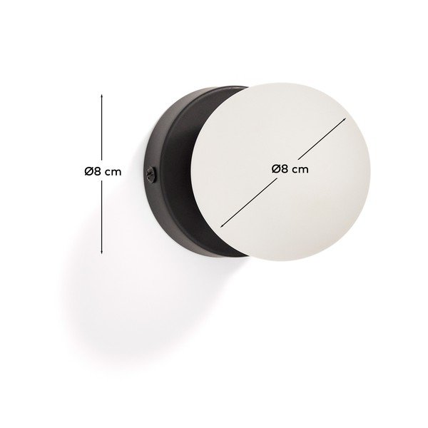Fehér-fekete fém fali lámpa ø 8 cm Brisia – Kave Home-image-3
