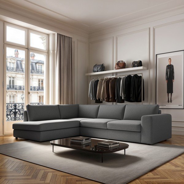 Szürke sarokkanapé (bal oldali-L alakú) Baga – Rodier-image-1