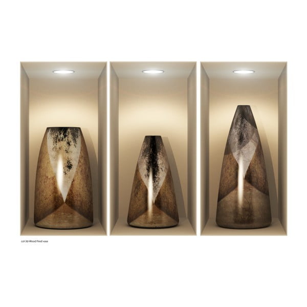 Wooden Vases 3D hatású 3 db-os falmatrica szett - Ambiance-image-2