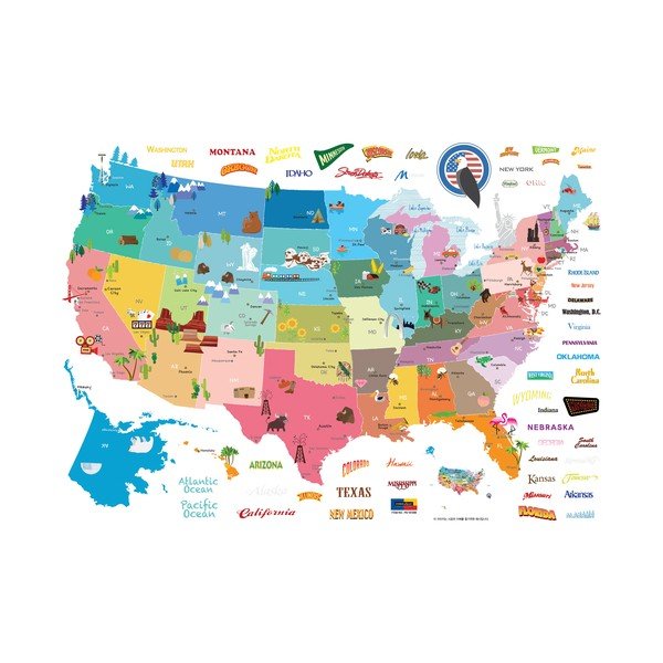 USA térkép falmatrica, 50 x 70 cm - Ambiance-image-2