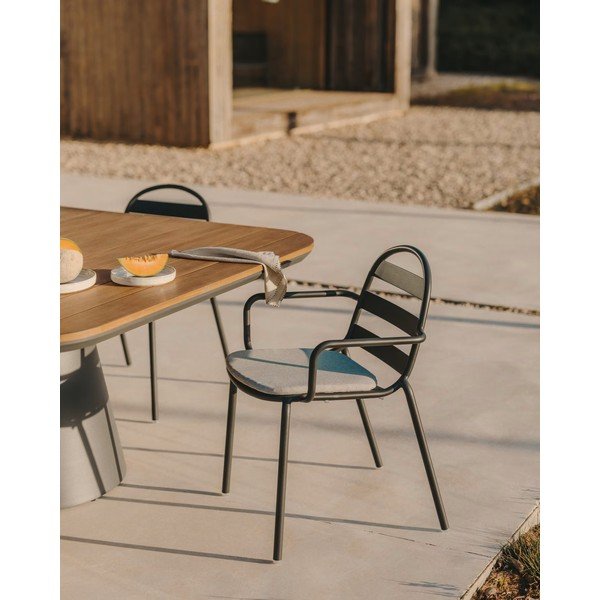 Sötétszürke fém kerti szék Joncols – Kave Home-image-3