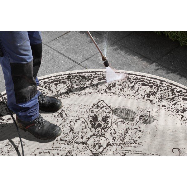 Borbon fekete-krémszínű kültéri szőnyeg, ø 140 cm - NORTHRUGS-image-2