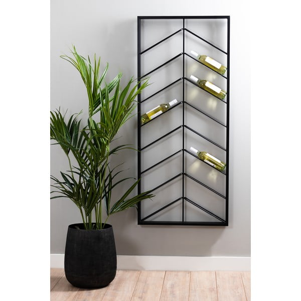 Fekete fali fém bortartó polcos állvány, palackok száma 16 70x160x6 cm Malbeo – Light & Living-image-1