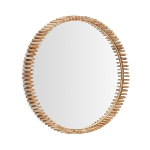 Fali tükör tömörfa kerettel ø 80 cm Polke – Kave Home