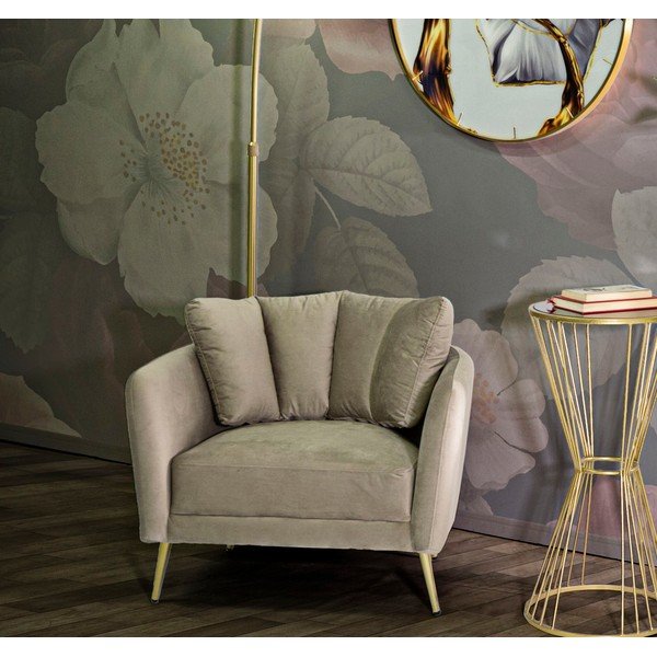 Szürkésbarna bársony fotel Kiev – Mauro Ferretti-image-1