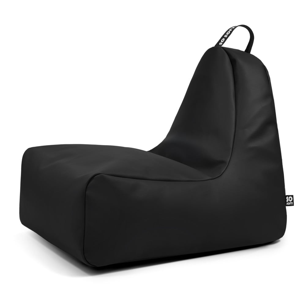 Fekete bőrutánzat babzsákfotel Chill L  So Soft?