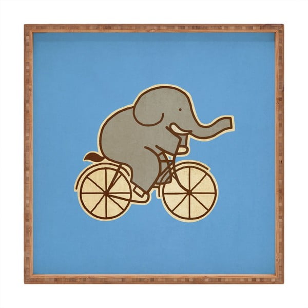Biking Elephant dekoratív fatálca, 40 x 40 cm