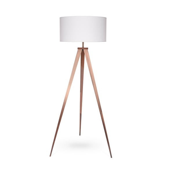 Kiki állólámpa rézszínű fém lábakkal és fehér lámpaernyővel - Bonami Essentials