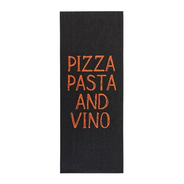 Pizza Pasta and Vino fekete konyhai futószőnyeg, 80 x 200 cm - Hanse Home