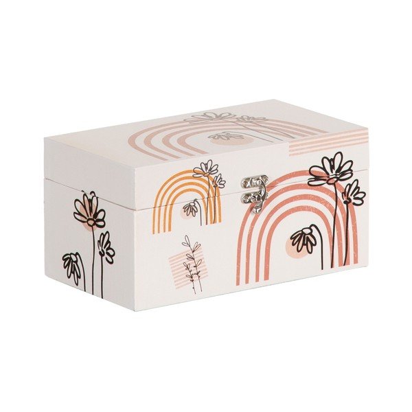 Krémszínű dekoratív tárolódoboz szett 2 db-os 30x18x15 cm Flowers – Ixia-image-3