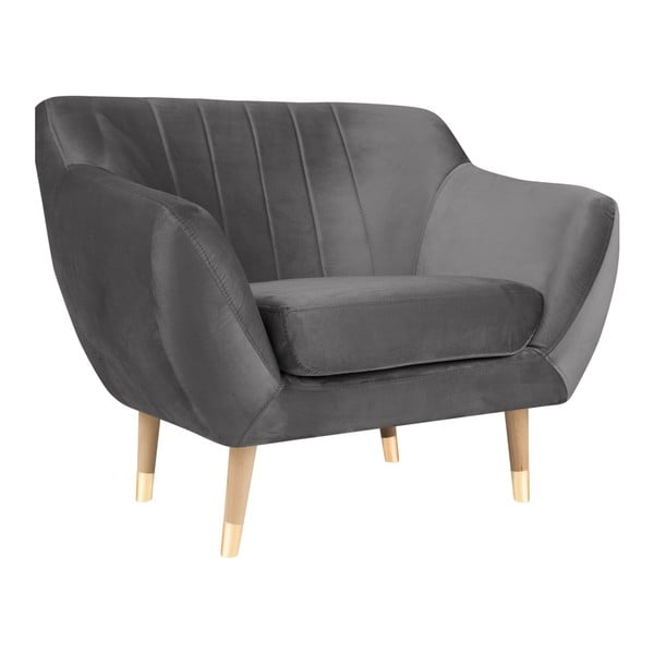 Benito szürke bársony fotel - Mazzini Sofas-image-2