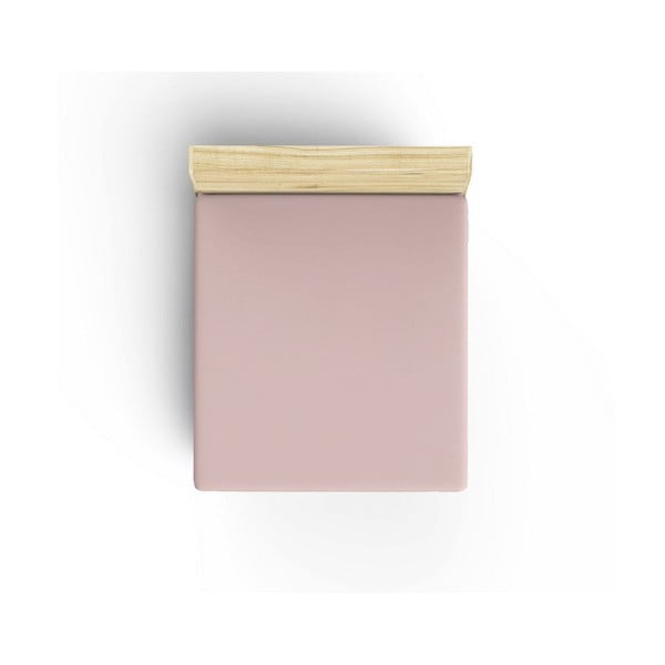 Caresso világos rózsaszín, egyszemélyes, sima pamut lepedő, 90 x 190 cm