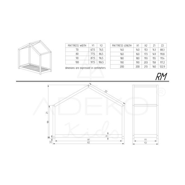 Natúr színű házikó alakú ágyneműtartós gyerekágy kihúzható pótággyal, ágyráccsal 90x190 cm RM – Adeko-image-2