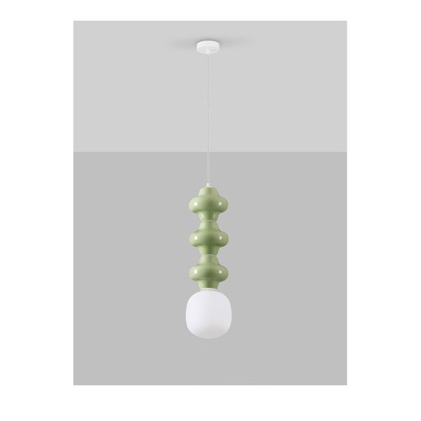 Fehér-világoszöld kerámia függőlámpa üveg búrával ø 18 cm Clio – Nova Luce-image-3