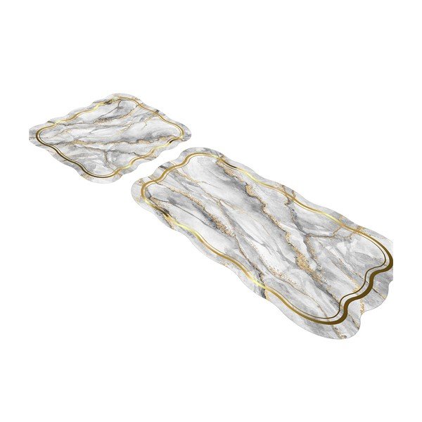 Szürke-aranyszínű fürdőszobai kilépő szett 2 db-os 60x100 cm – Foutastic-image-2