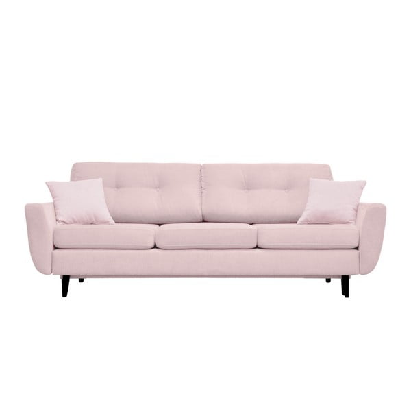 Jasmin rózsaszín 3 személyes kinyitható kanapé fekete lábakkal - Mazzini Sofas