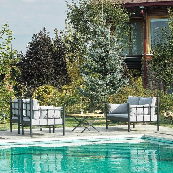 Fekete-világosszürke négyszemélyes kerti lounge szett Lalas – Floriane Garden-image-4