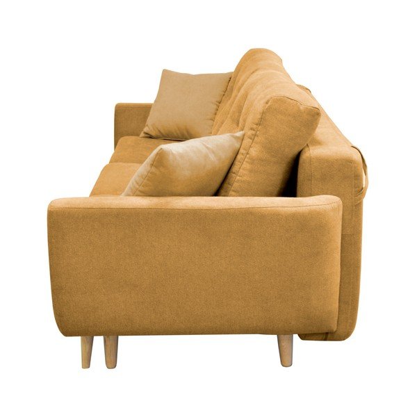 Barcelona mustársárga háromszemélyes kinyitható kanapé - Cosmopolitan design-image-1