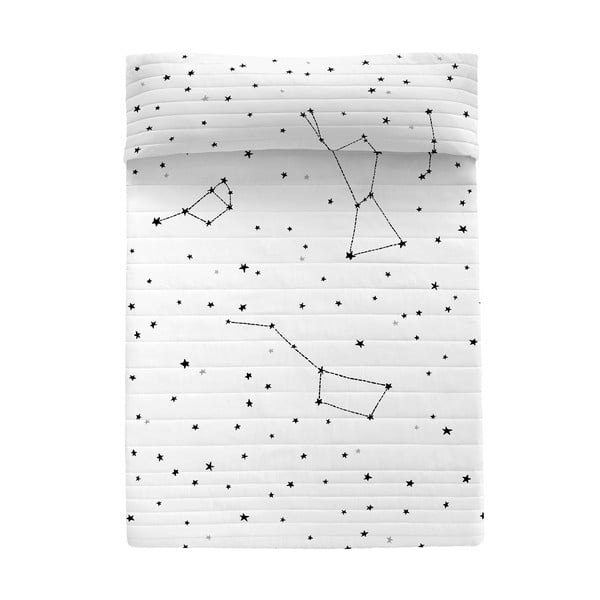 Fekete-fehér pamut steppelt ágytakaró 240x260 cm Constellation – Blanc