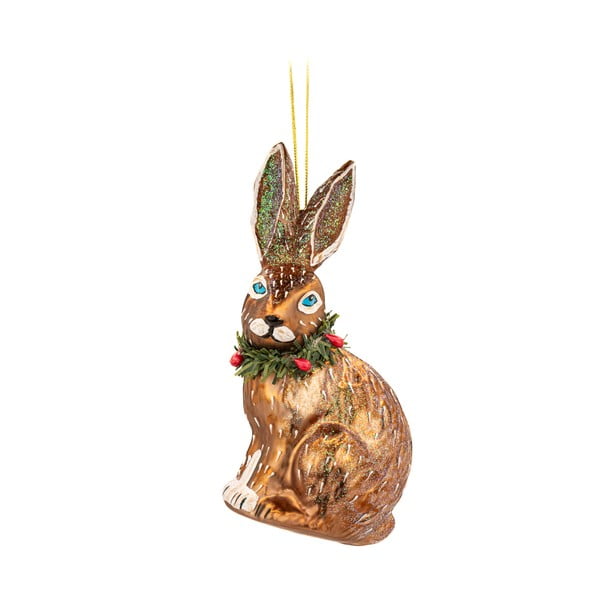Üveg kézzel készített karácsonyfadísz 12,5 cm Festive Hare – Sass & Belle