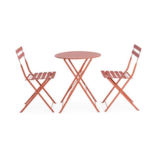 Terrakotta színű acél kétszemélyes kerti étkezőgarnitúra Austin – Bizzotto
