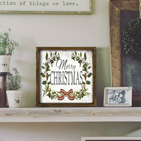 Christmas Leaf kép borovi fenyő keretben, 34 x 34 cm-image-1